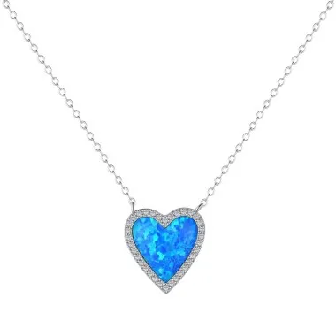 Zirconia Blue Opal Pendant Party Necklace 80200251
