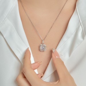 Sparkle 8A Zirconia Square Pendant Necklace 80200253