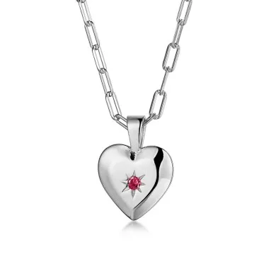 Shiny Heart Zirconia Star Pendant Necklace 80200254
