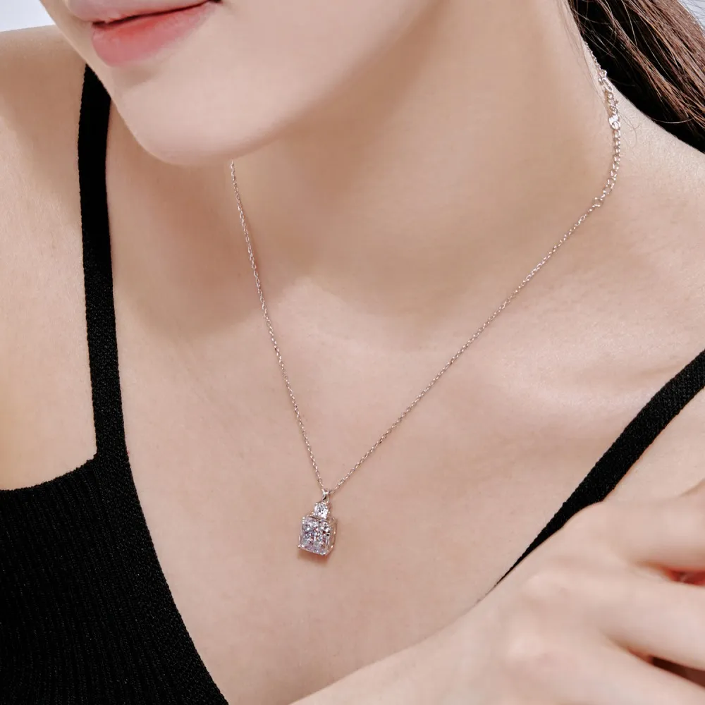 Sparkle 8A Zirconia Rectangle Pendant Necklace 80200255 - image2