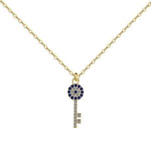 Classical Zirconia Evil Eye Key Pendant Necklace 80200260