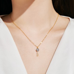 Classical Zirconia Evil Eye Key Pendant Necklace 80200260