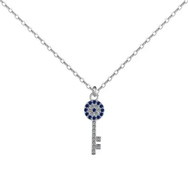 Classical Zirconia Evil Eye Key Pendant Necklace 80200260