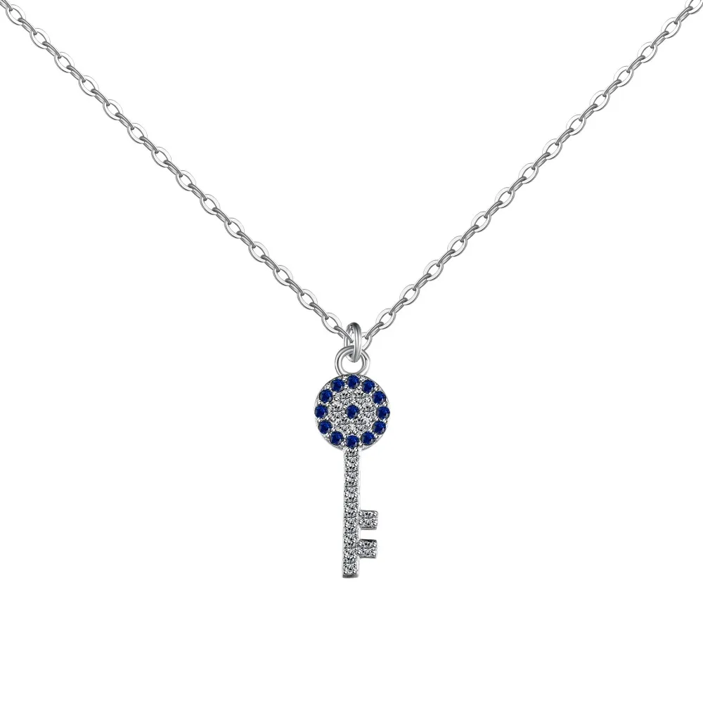 Classical Zirconia Evil Eye Key Pendant Necklace 80200260