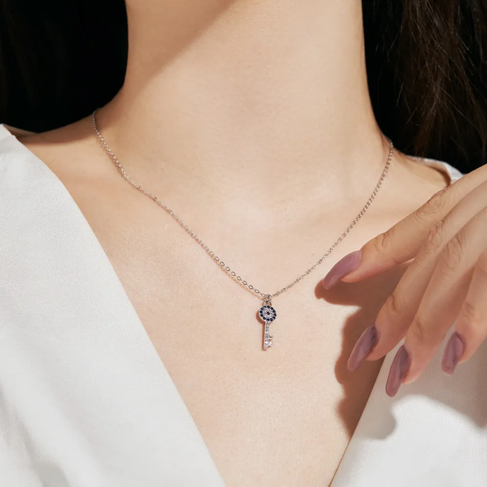 Classical Zirconia Evil Eye Key Pendant Necklace 80200260 - image2