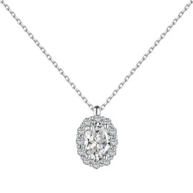 Sparkle Oval Cluster Zirconia Pendant Party Necklace 80200263