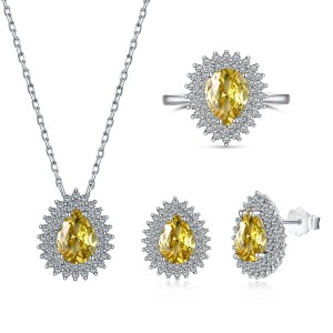Vintage Teardrop Cluster Zirconia Pendant Party Necklace 80200265