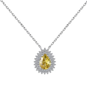 Vintage Teardrop Cluster Zirconia Pendant Party Necklace 80200265