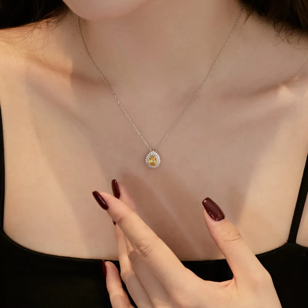 Vintage Teardrop Cluster Zirconia Pendant Party Necklace 80200265 - image2