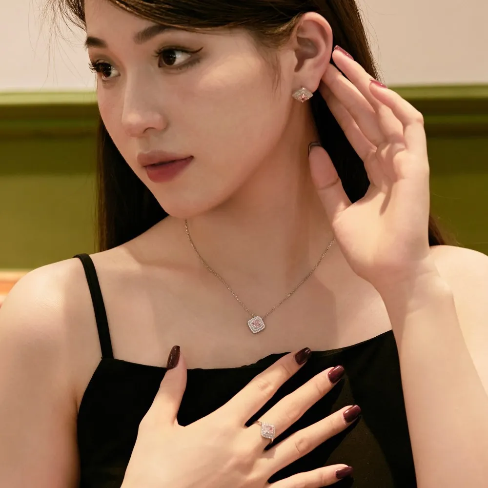 8A Zirconia Square Pendant Party Necklace 80200266 - image1