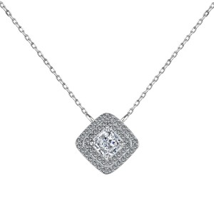 8A Zirconia Square Pendant Party Necklace 80200266