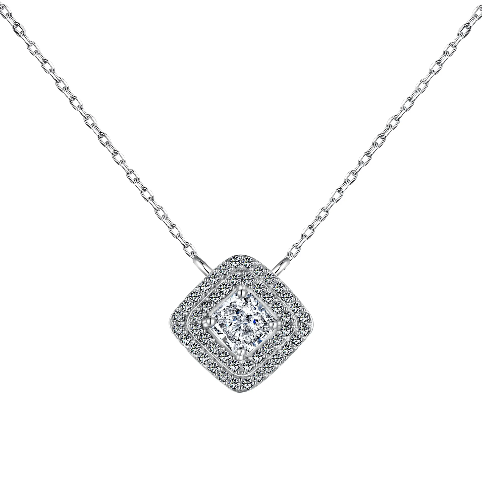 8A Zirconia Square Pendant Party Necklace 80200266