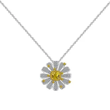 8A Zirconia Daisy Flower Pendant Party Necklace 80200268