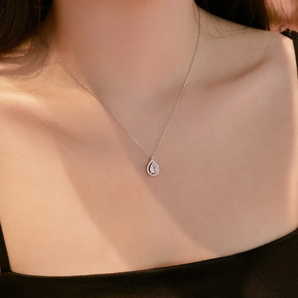 Shiny Waterdrop Zirconia Pendant Party Necklace 80200270 - image1