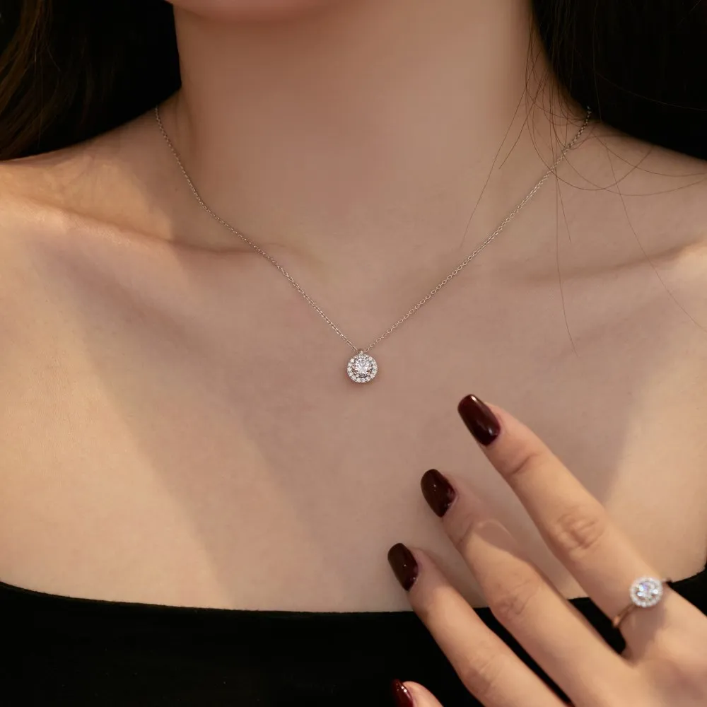 Shiny Round Zirconia Pendant Party Necklace 80200271 - image1