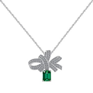 Luxury Emerald Zirconia Bow Party Necklace 80200273