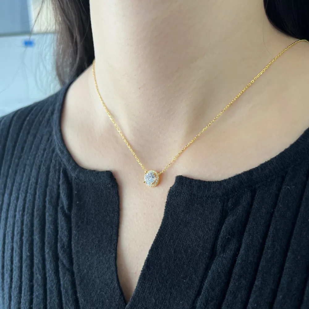Sparkle Round Zirconia Pendant Party Necklace 80200274 - image2