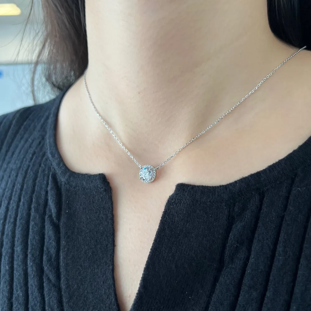 Sparkle Round Zirconia Pendant Party Necklace 80200274 - image1