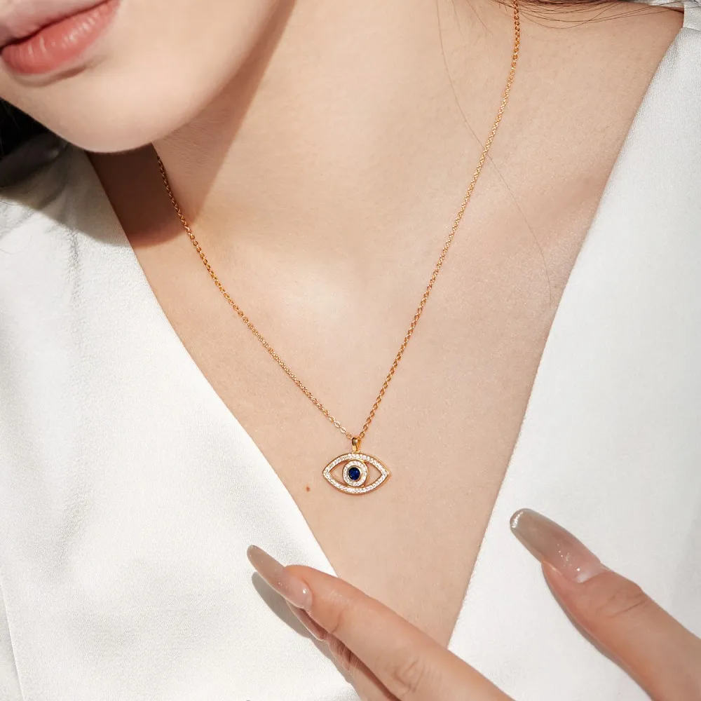 Blue Zirconia Evil Eye Pendant Necklace 80200275 - image1