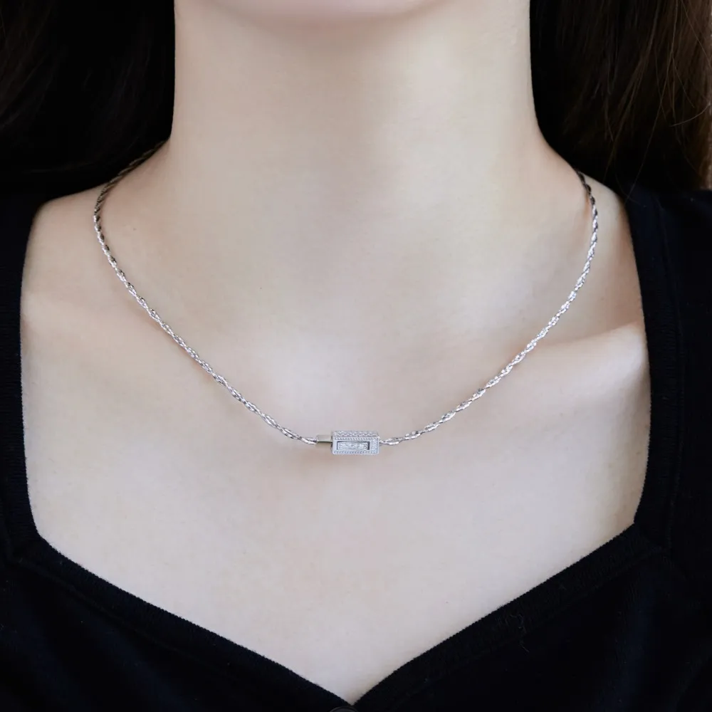 Vintage Twist Cuboid Zirconia Pendant Necklace 80200278 - image1