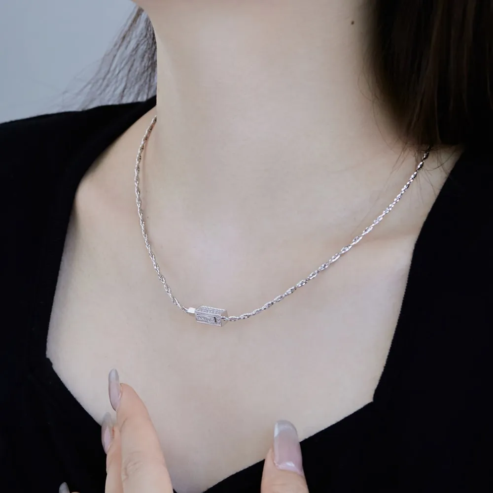 Vintage Twist Cuboid Zirconia Pendant Necklace 80200278 - image2