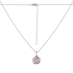 Shiny Rainbow Flower Zirconia Pendant Party Necklace 80200280