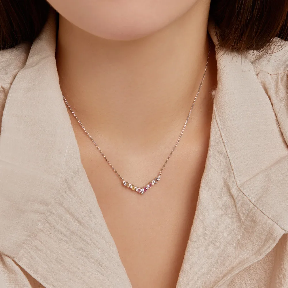 Shiny Rainbow Arrow Zirconia Pendant Party Necklace 80200282 - image1