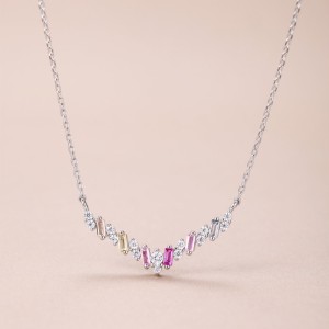 Shiny Rainbow Arrow Zirconia Pendant Party Necklace 80200282