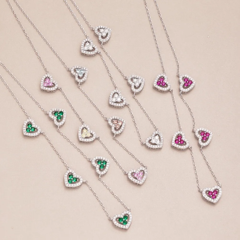 Sparkle Love Heart Zirconia Charm Party Necklace 80200283 - image5