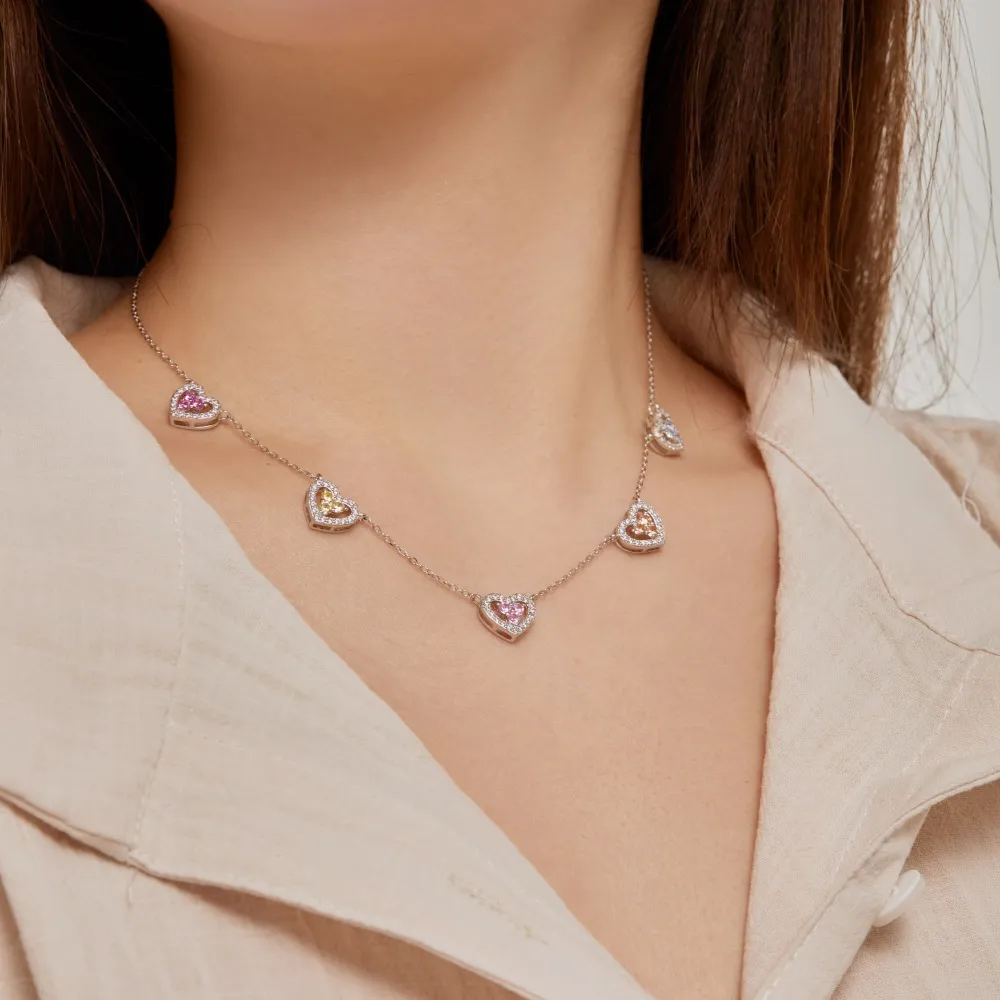 Sparkle Love Heart Zirconia Charm Party Necklace 80200283 - image4