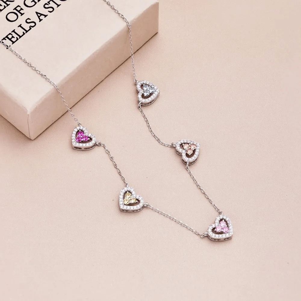 Sparkle Love Heart Zirconia Charm Party Necklace 80200283 - image6