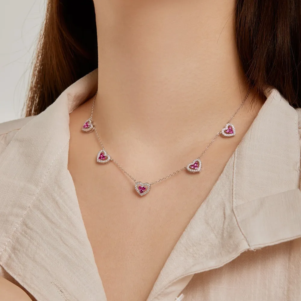 Sparkle Love Heart Zirconia Charm Party Necklace 80200283 - image1