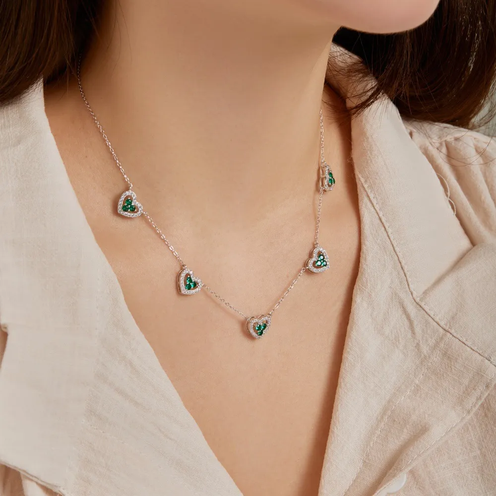 Sparkle Love Heart Zirconia Charm Party Necklace 80200283 - image2