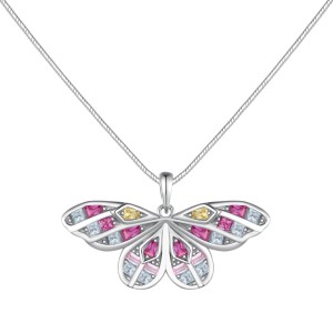 Luxury Rainbow Butterfly Zirconia Pendant Party Necklace 80200284