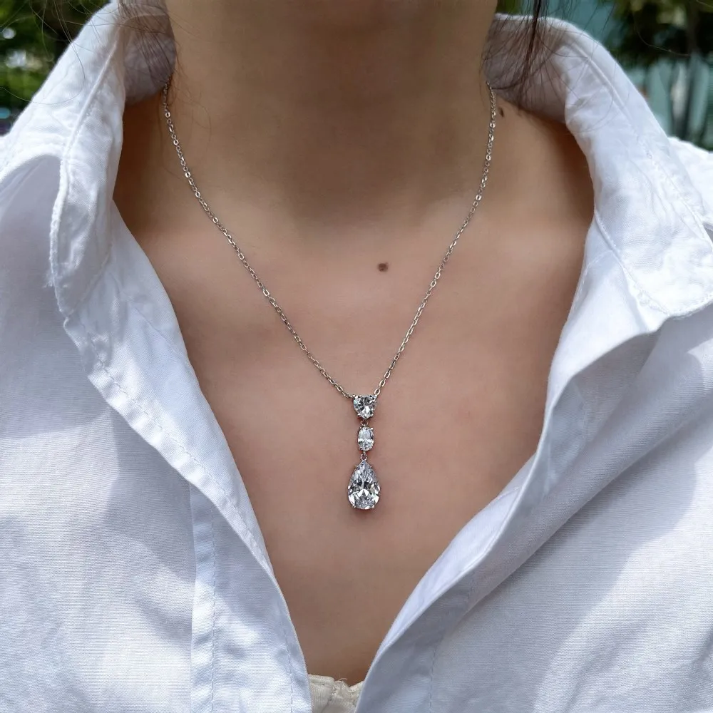 Sparkle Love Heart Teardrop Zirconia Party Necklace 80200285 - image1