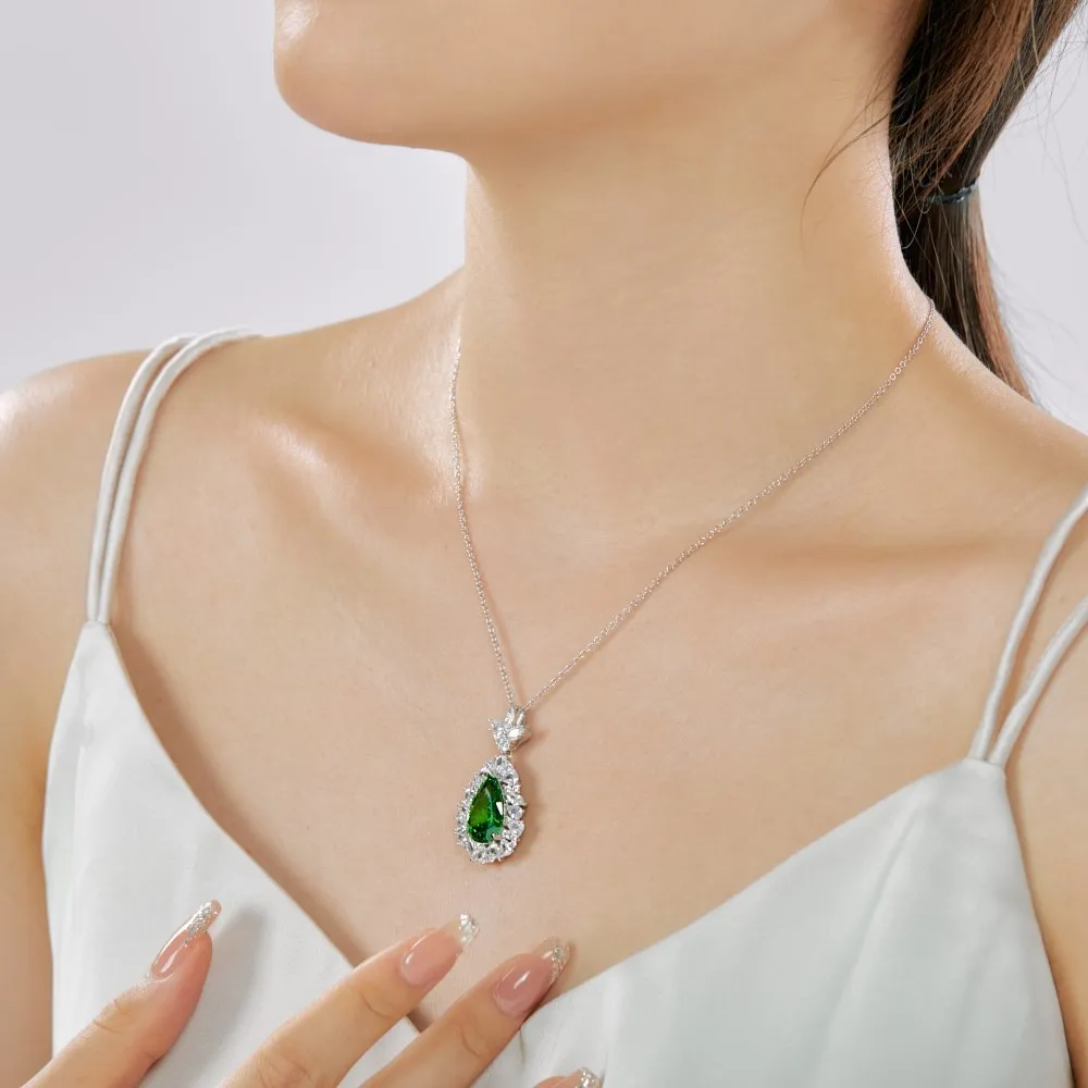 8A Teardrop Flower Zirconia Party Pendant Necklace 80200286 - image1