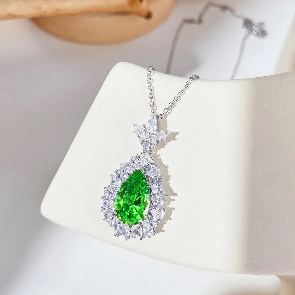 8A Teardrop Flower Zirconia Party Pendant Necklace 80200286 - image3