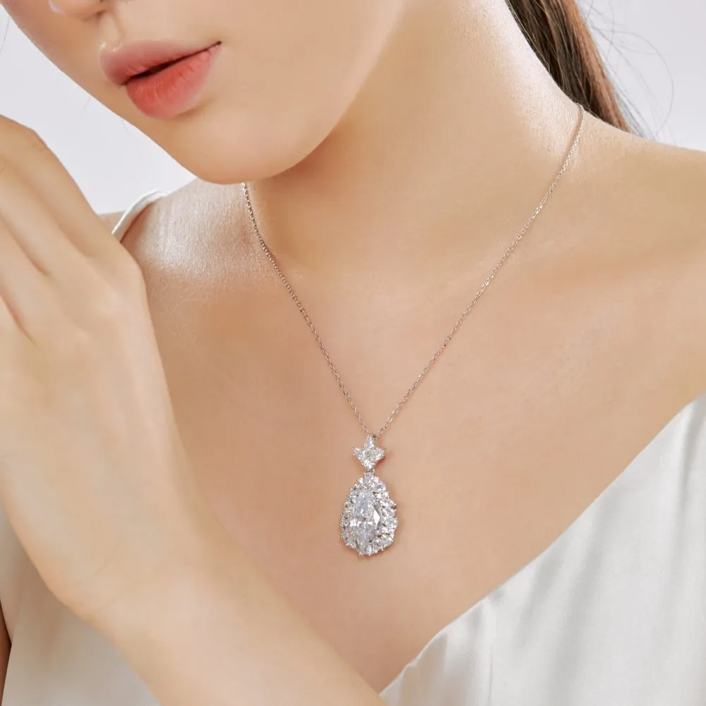 8A Teardrop Flower Zirconia Party Pendant Necklace 80200286 - image2