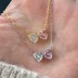 Pink Love Heart Zirconia Party Pendant Necklace 80200287