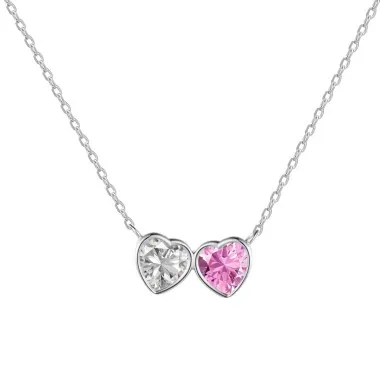 Pink Love Heart Zirconia Party Pendant Necklace 80200287