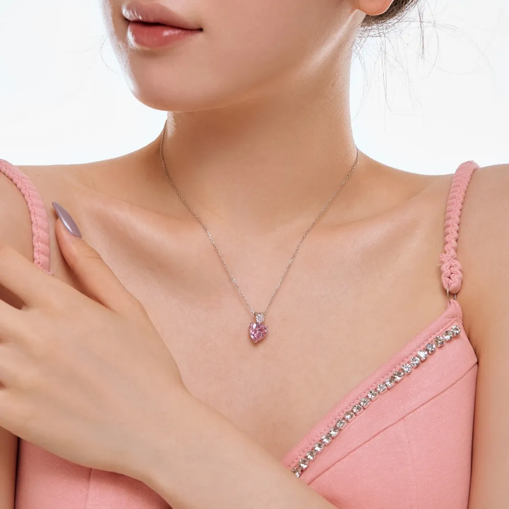 Sparkle Love Heart Zirconia Party Pendant Necklace 80200288 - image1