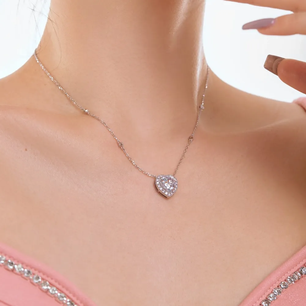 Classical Love Heart Zirconia Party Pendant Necklace 80200289 - image2