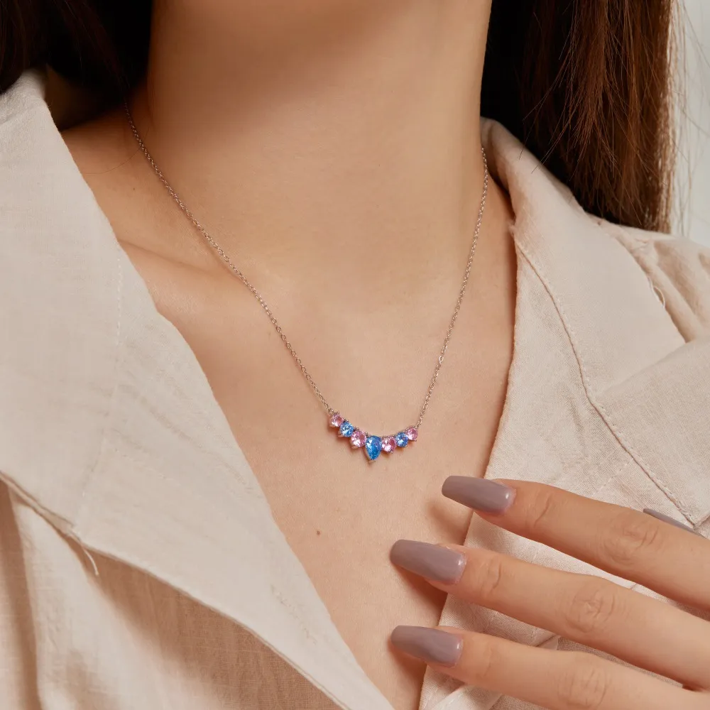 Shiny Crescent Teardrop Zirconia Pendant Necklace 80200290 - image1
