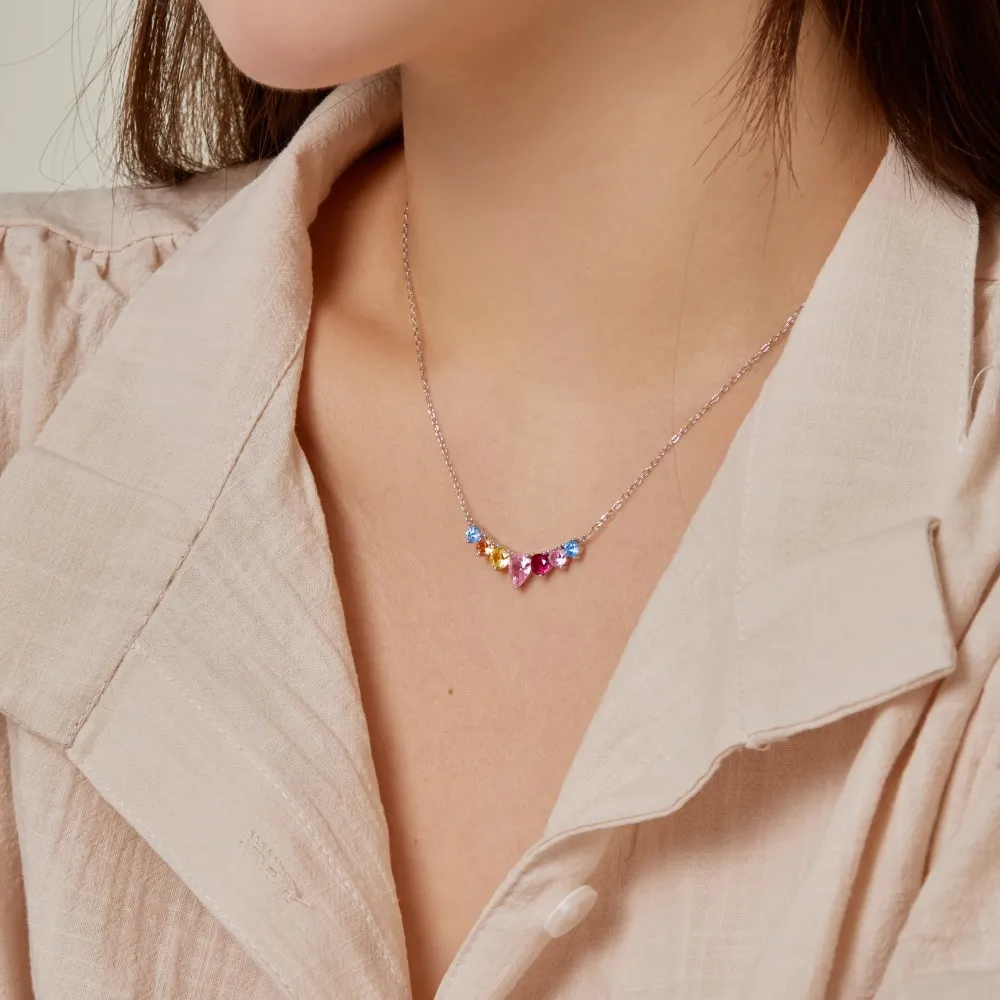 Shiny Crescent Teardrop Zirconia Pendant Necklace 80200290 - image2