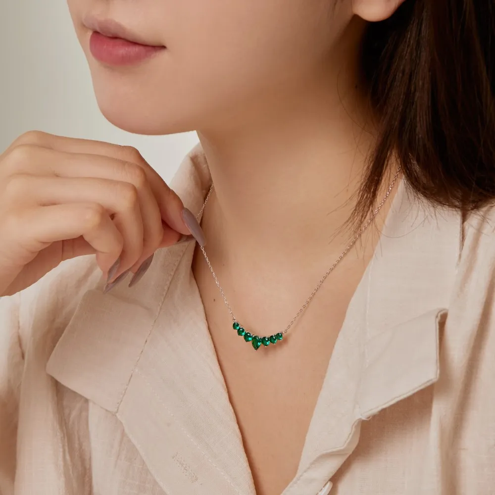 Shiny Crescent Teardrop Zirconia Pendant Necklace 80200290 - image3