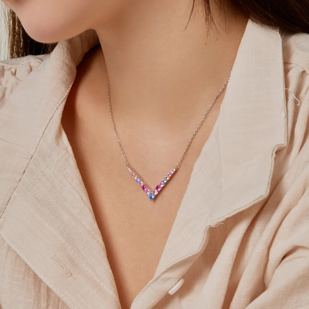 Arrow V Zirconia Pendant Party Necklace 80200292 - image1