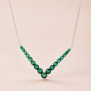 Arrow V Zirconia Pendant Party Necklace 80200292