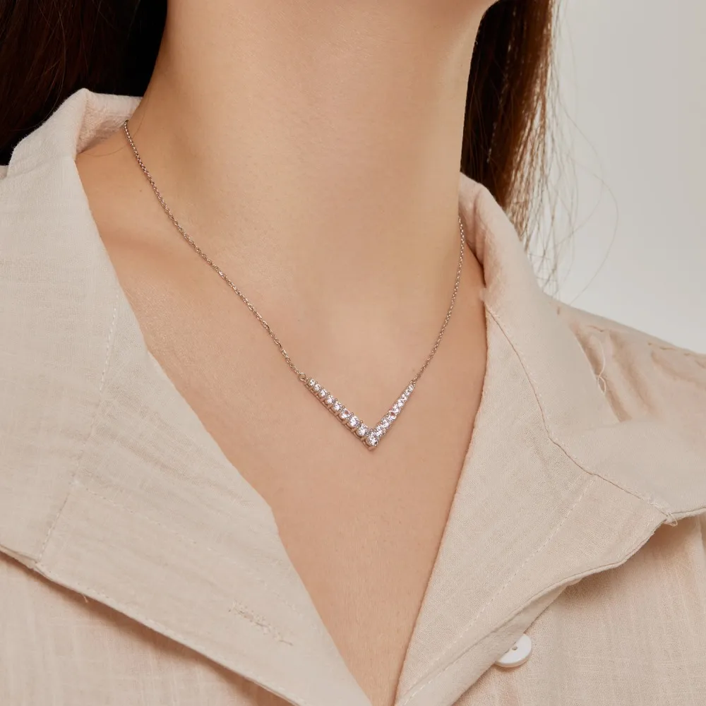 Arrow V Zirconia Pendant Party Necklace 80200292 - image4