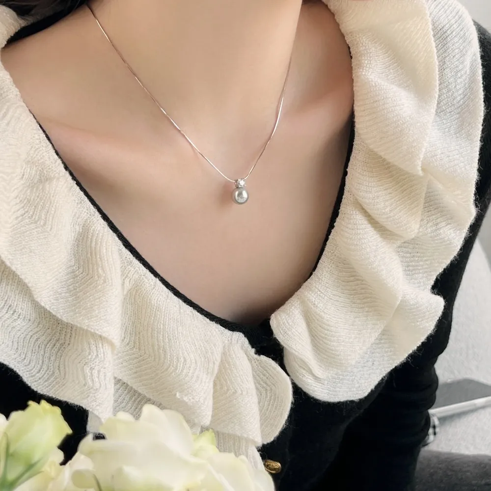 Luxury Pearl Zirconia Pendant Party Necklace 80200293 - image1