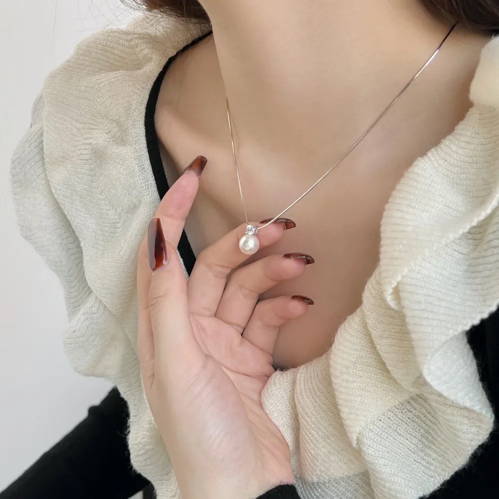 Luxury Pearl Zirconia Pendant Party Necklace 80200293 - image2